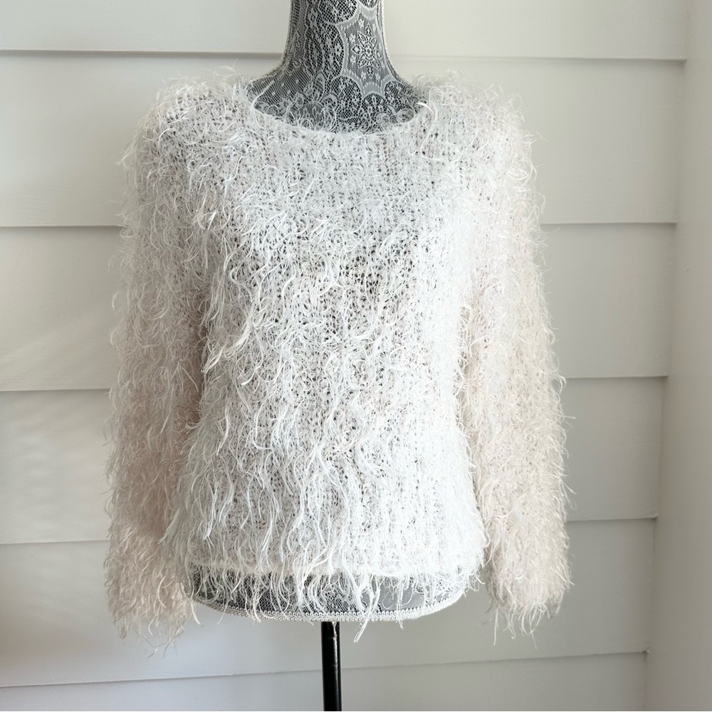 Vintage Gantos Shag fringe Sweater with Metallic Details